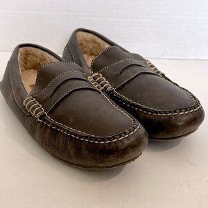 Peter Millar Dark Brown Leather house Loafers for Men size 8